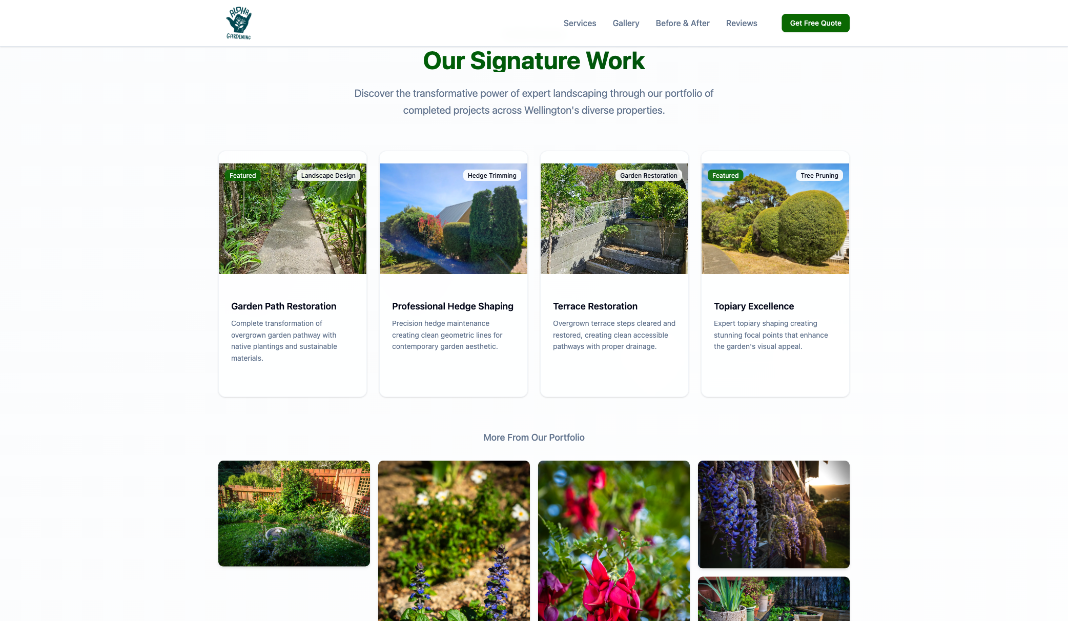 Aloha Gardening website screenshot
