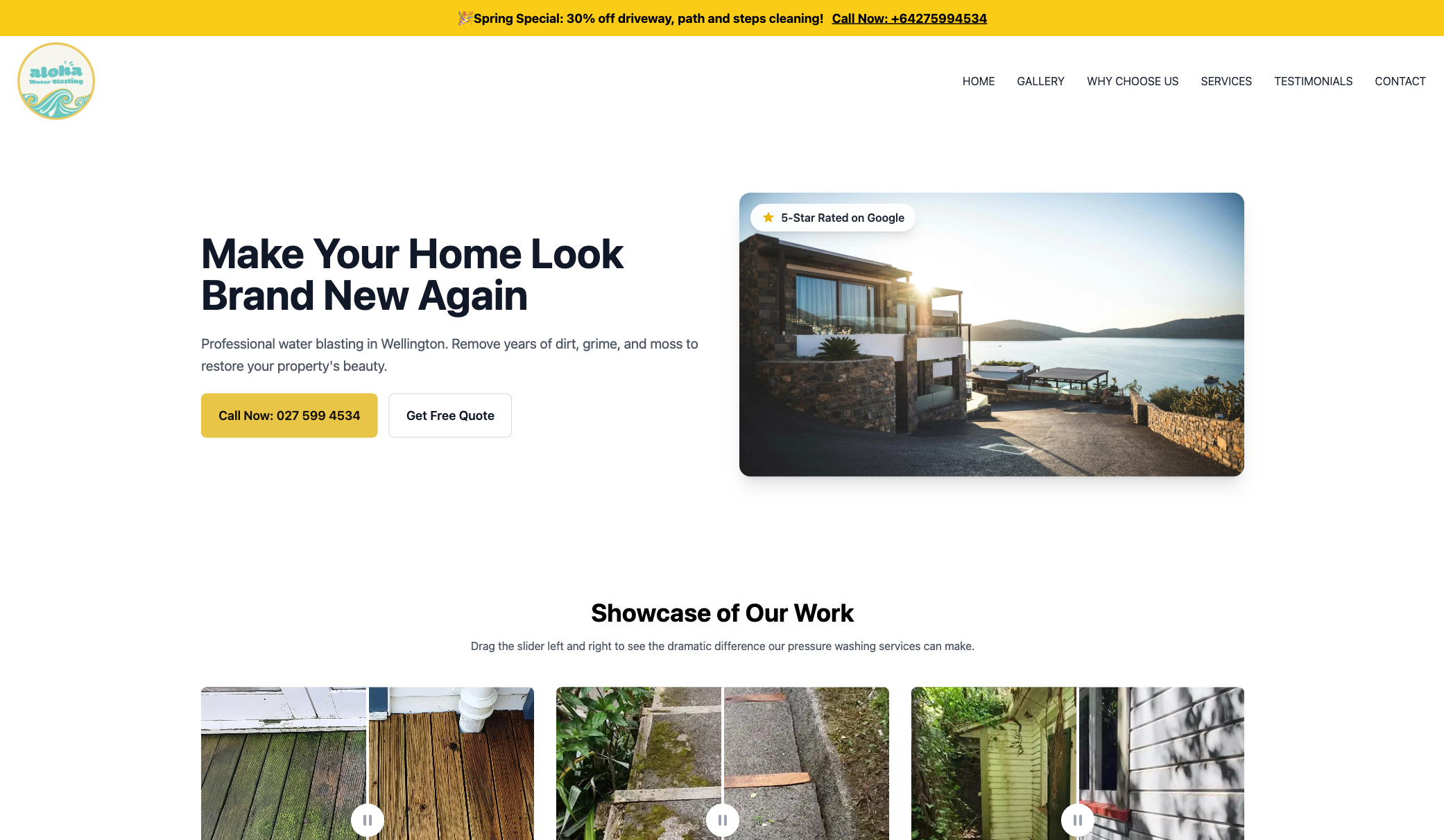 Aloha Water Blasting website screenshot